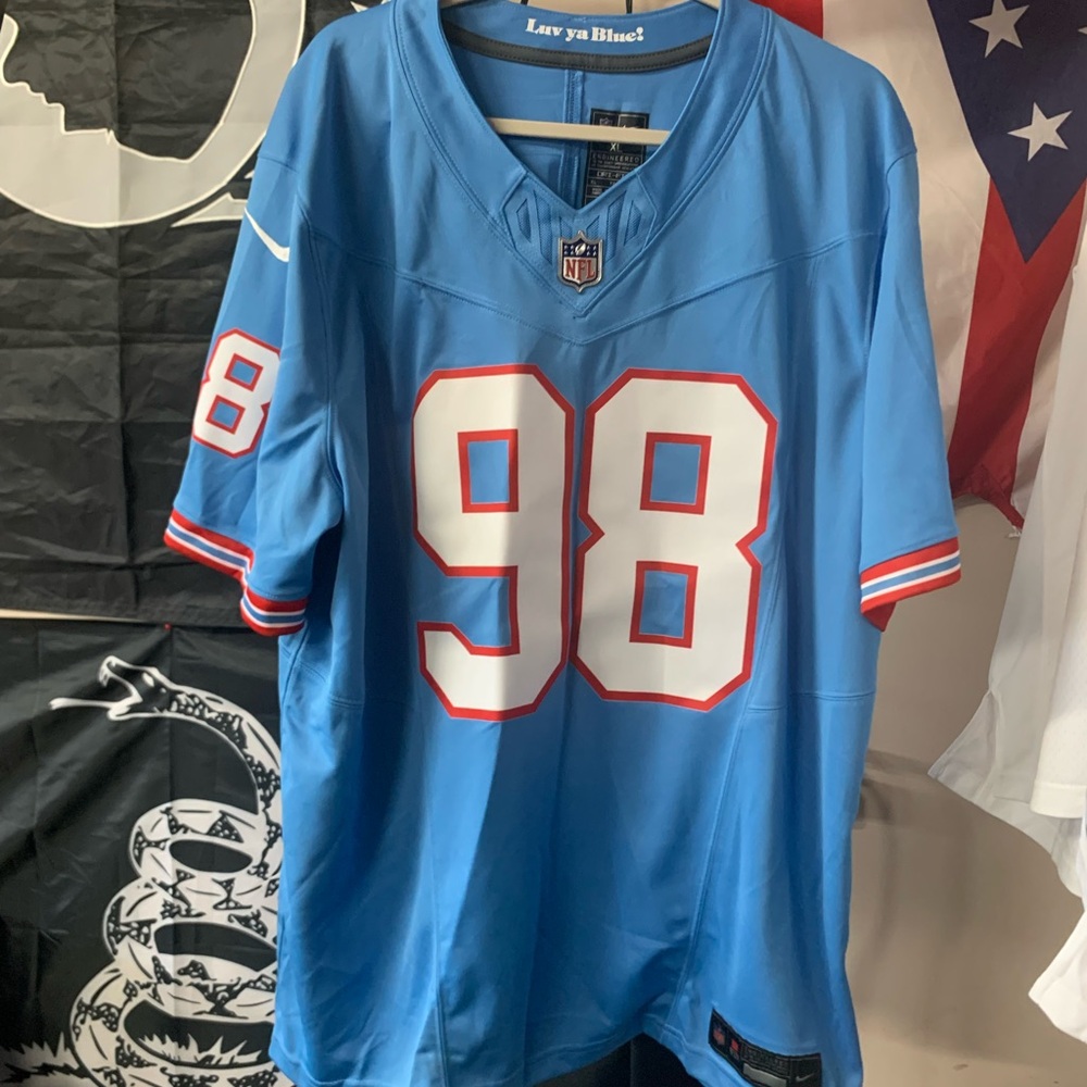 Jeff Simmons Tennessee Titans /Houston Oilers throwback Home jersey size Mens XL